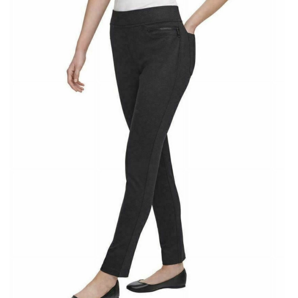 Dark gray houndstooth stretch pants